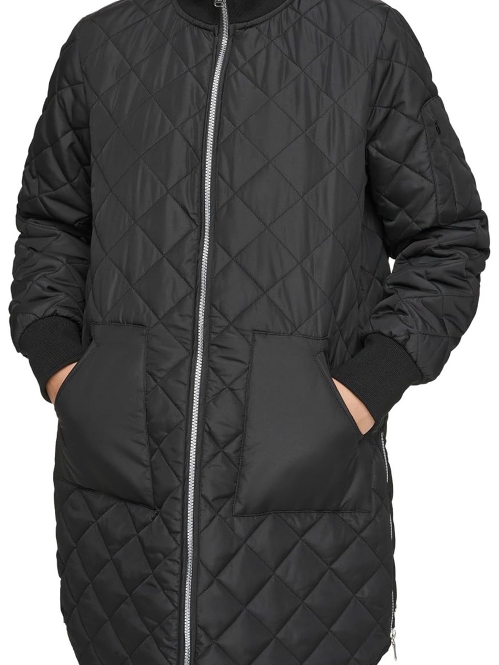 Andrew Marc Women's Quilted Longline Jacket With Side Zips - Size S